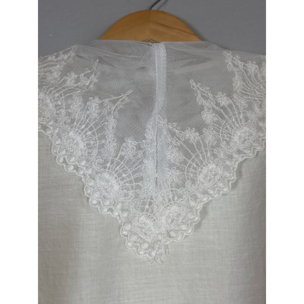 Vintage Cream Blouse Lace Collar Victoria Cottagecore Womens Medium Long Sleeve - Picture 7 of 9
